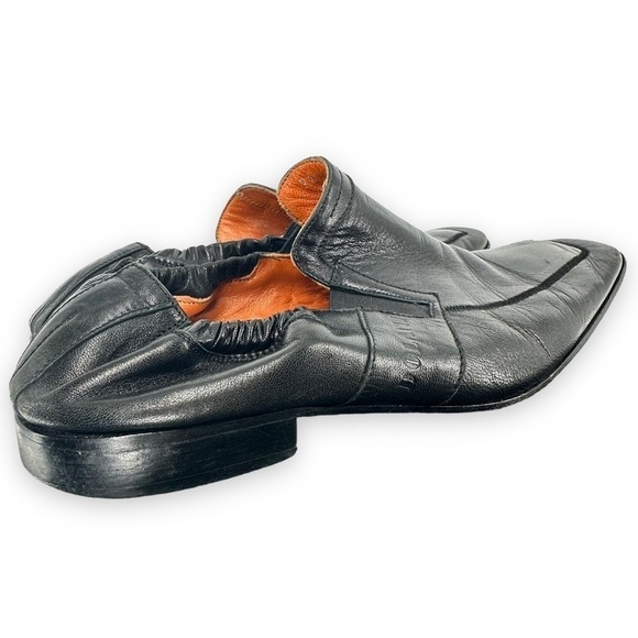 Ernesto Dolani Leather Loafer Almond Toe Elasticated Trim Black Men's Size 41 - Picture 4 of 12
